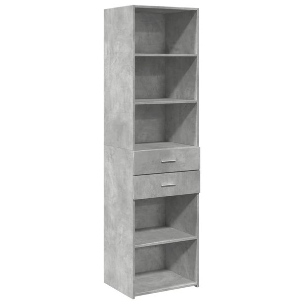 Kaappi betoninharmaa 50x42,5x185 cm tekninen puu (81458)