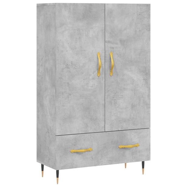 Kaappi betoninharmaa 69,5x31x115 cm tekninen puu (28216)