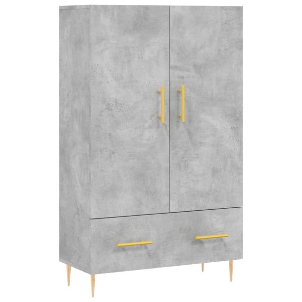 Kaappi betoninharmaa 69,5x31x115 cm tekninen puu (28224)