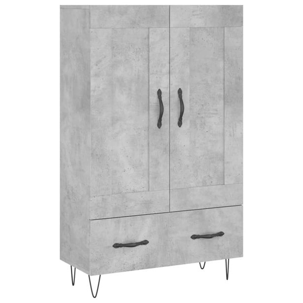 Kaappi betoninharmaa 69,5x31x115 cm tekninen puu (30320)