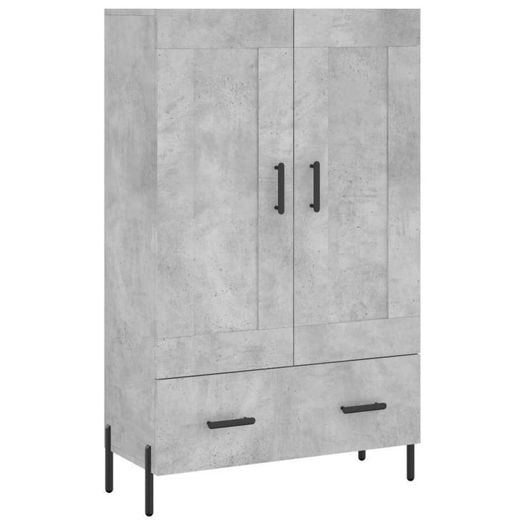 Kaappi betoninharmaa 69,5x31x115 cm tekninen puu (30336)
