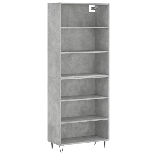 Kaappi betoninharmaa 69,5x32,5x180 cm tekninen puu (89569)