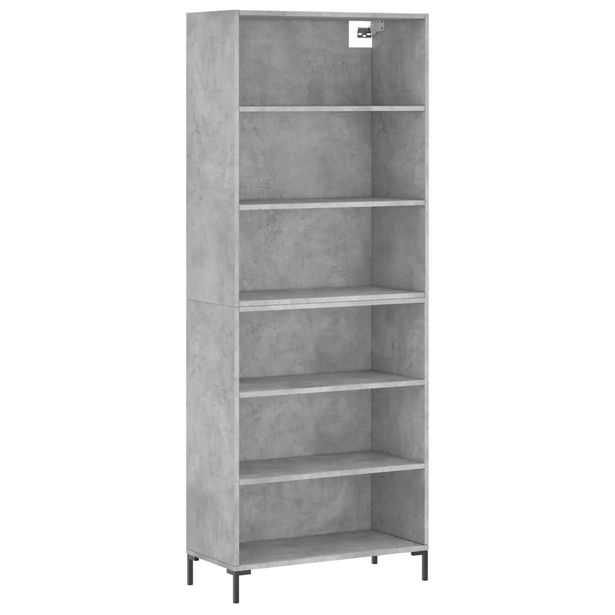Kaappi betoninharmaa 69,5x32,5x180 cm tekninen puu (89577)