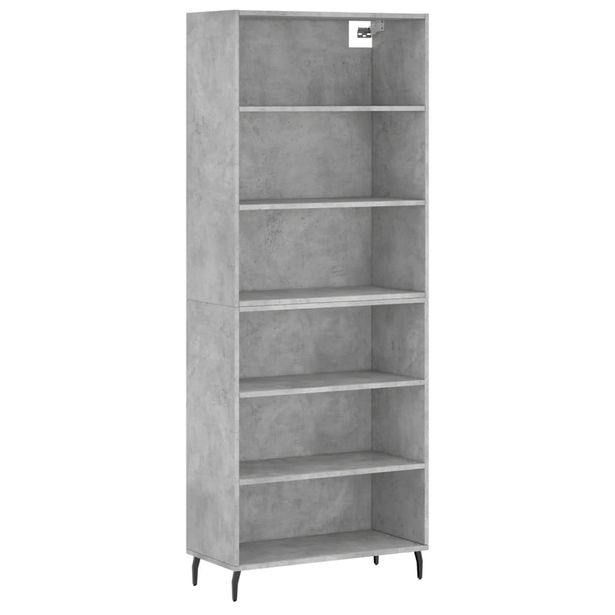 Kaappi betoninharmaa 69,5x32,5x180 cm tekninen puu (89593)