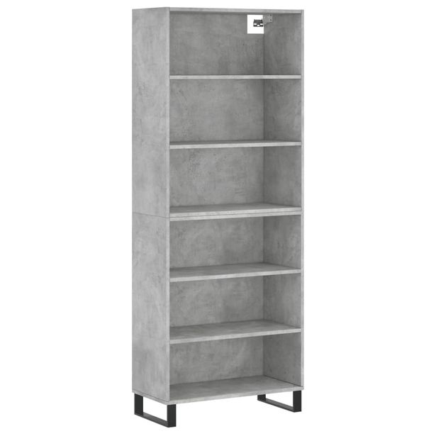 Kaappi betoninharmaa 69,5x32,5x180 cm tekninen puu (89601)