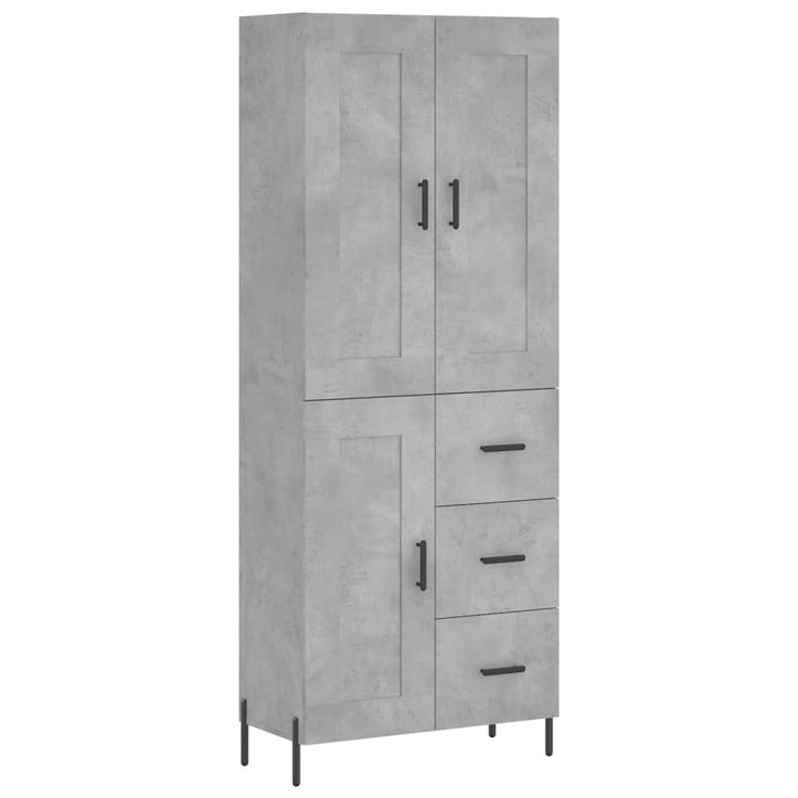 Kaappi betoninharmaa 69,5x34x180 cm tekninen puu (00013)