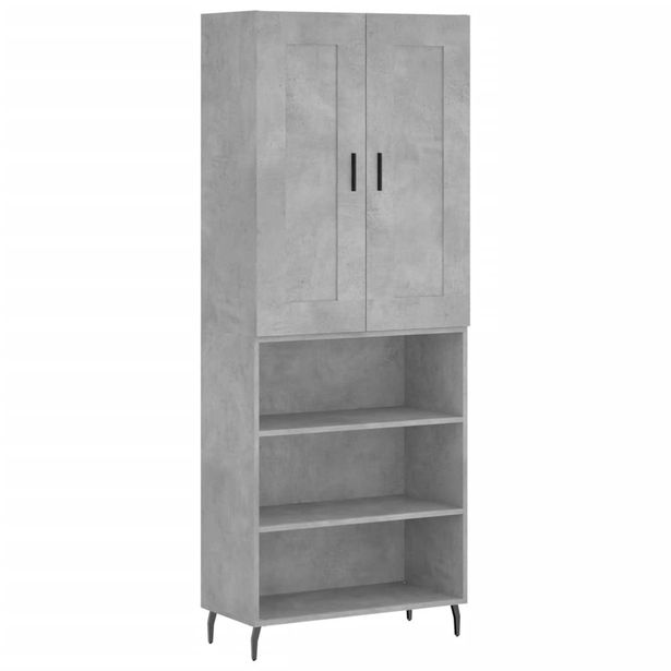 Kaappi betoninharmaa 69,5x34x180 cm tekninen puu (00085)