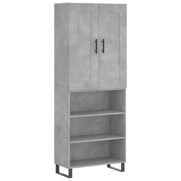 Kaappi betoninharmaa 69,5x34x180 cm tekninen puu (00093)