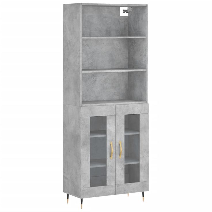 Kaappi betoninharmaa 69,5x34x180 cm tekninen puu (89297)