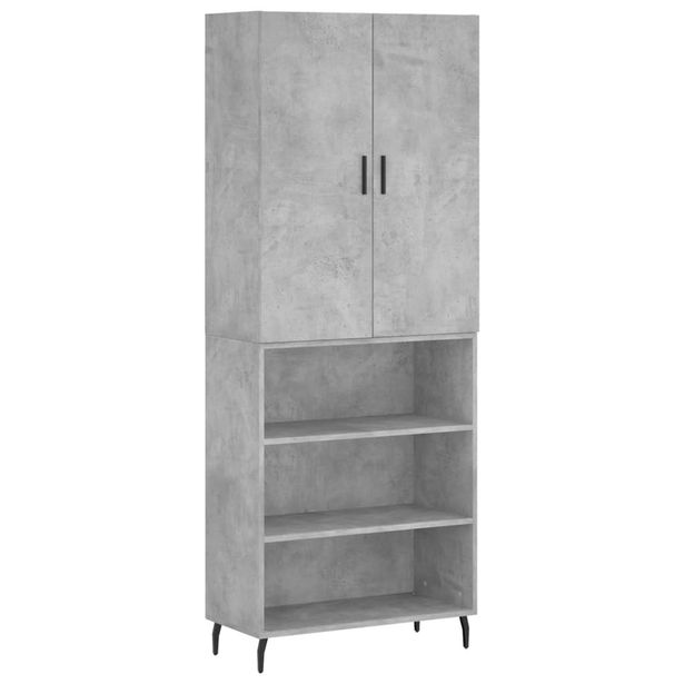 Kaappi betoninharmaa 69,5x34x180 cm tekninen puu (96087)