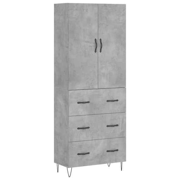 Kaappi betoninharmaa 69,5x34x180 cm tekninen puu (98085)