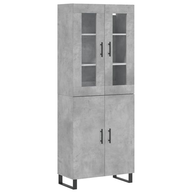 Kaappi betoninharmaa 69,5x34x180 cm tekninen puu (98237)