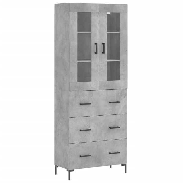 Kaappi betoninharmaa 69,5x34x180 cm tekninen puu (98405)