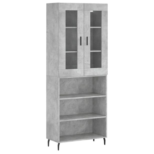 Kaappi betoninharmaa 69,5x34x180 cm tekninen puu (98741)