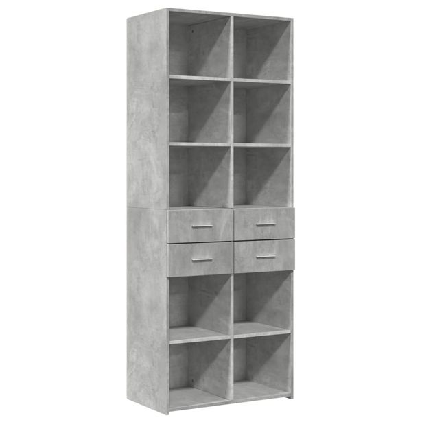 Kaappi betoninharmaa 70x42,5x185 cm tekninen puu (81465)
