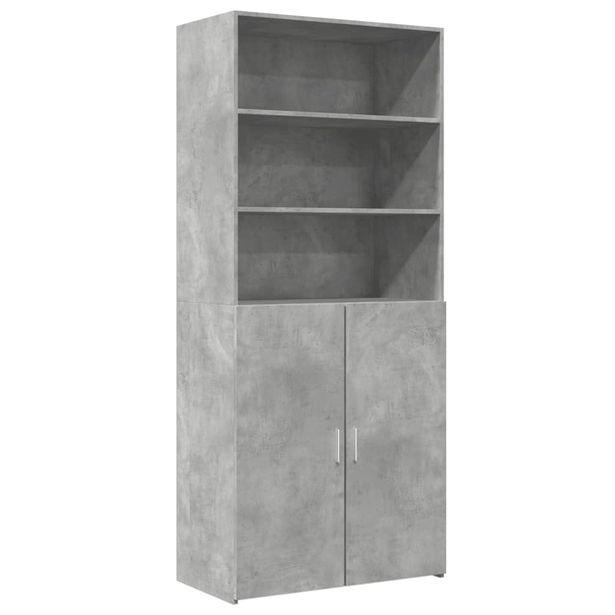 Kaappi betoninharmaa 80x42,5x185 cm tekninen puu (81381)