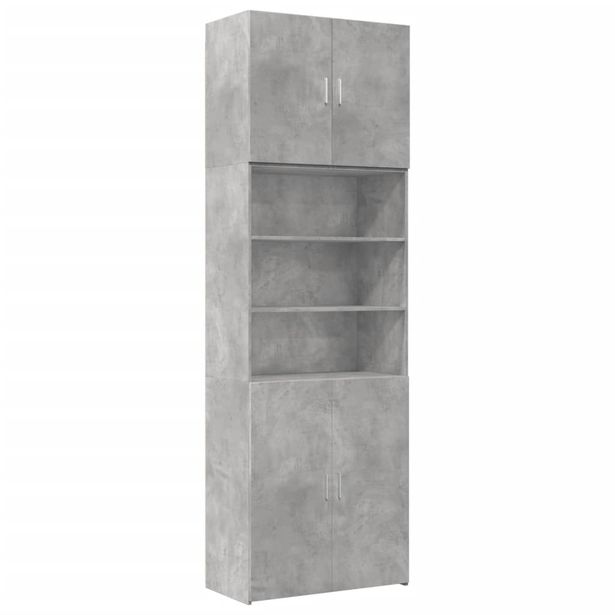 Kaappi betoninharmaa 80x42,5x249 cm tekninen puu (81360)