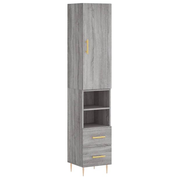 Kaappi harmaa Sonoma 34,5x34x180 cm tekninen puu (98911)