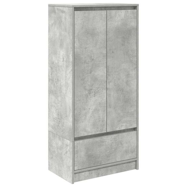 Kaappi laatikolla betoninharmaa 55,5x34x119,5 cm tekninen puu (61646)