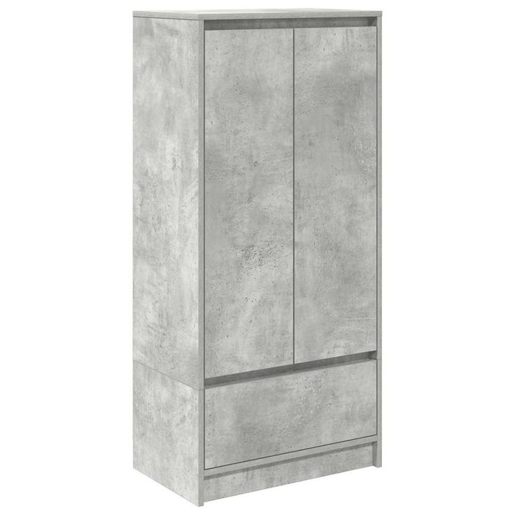 Kaappi laatikolla betoninharmaa 55,5x34x119,5 cm tekninen puu (61646)