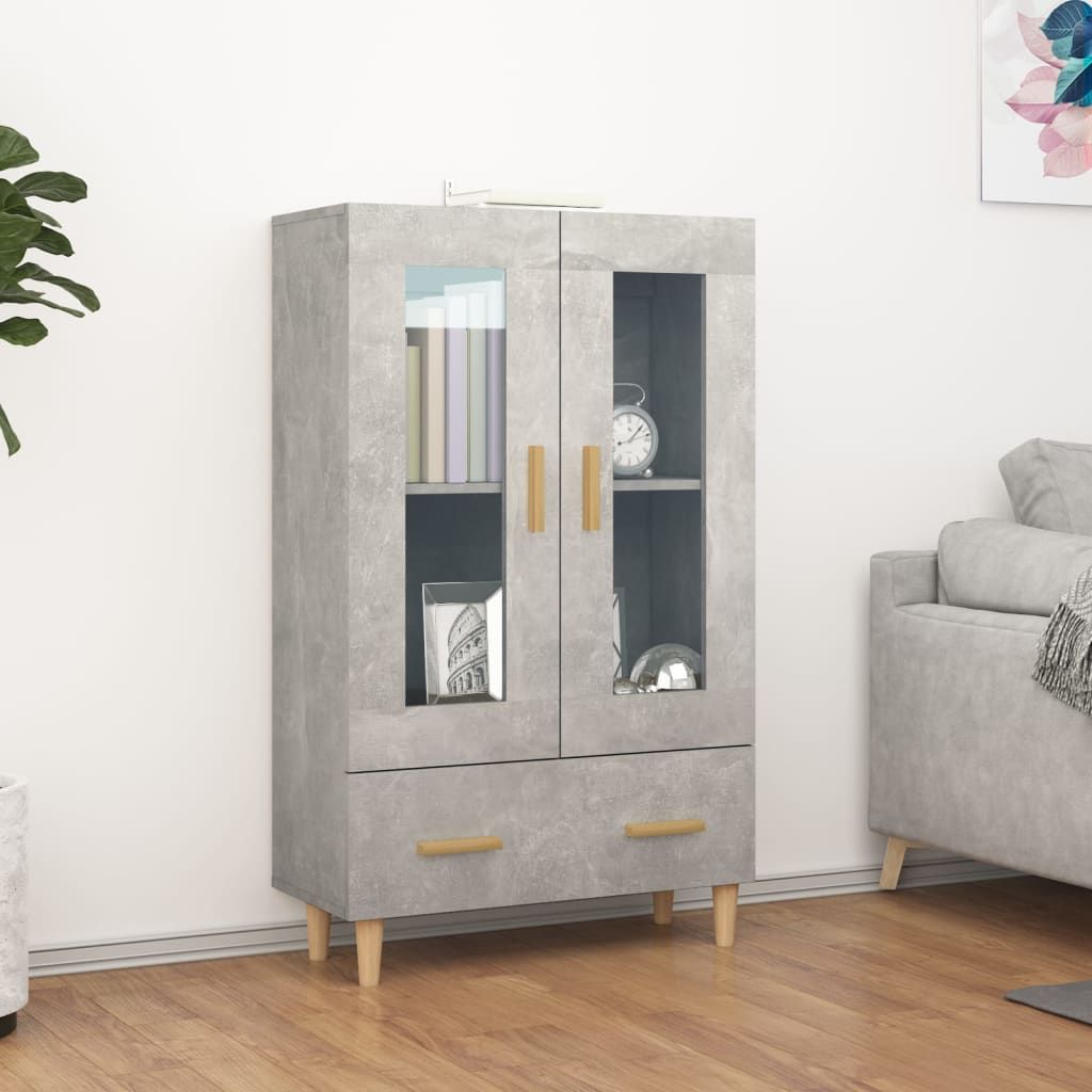 Kaappi lasiovilla 70x31x115 cm tekninen puu eukalyptuspuu/betoninharmaa