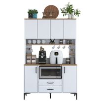 Kaappi Linento Furniture JE168, valkoinen/pähkinäpuu
