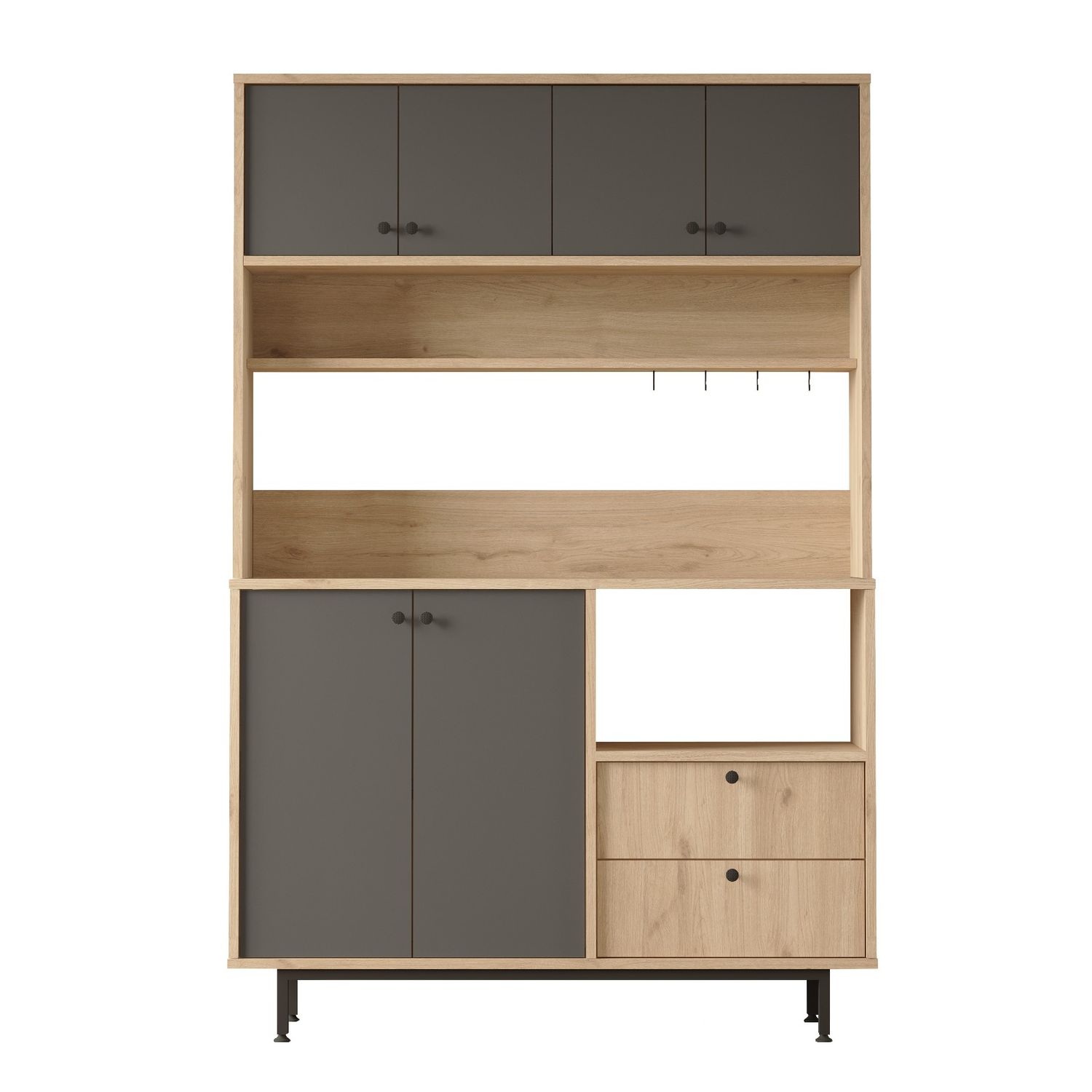 Aamiaiskaappi Linento Furniture RE5, antrasiitti/tammi