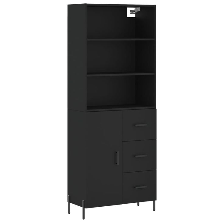 Kaappi musta 69,5x34x180 cm tekninen puu (89454)