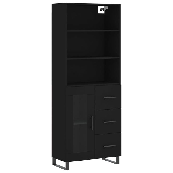 Kaappi musta 69,5x34x180 cm tekninen puu (89534)