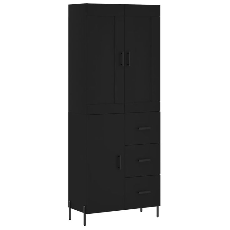 Kaappi musta 69,5x34x180 cm tekninen puu (99818)
