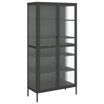 Kaappi musta 85x40x180 cm lasi ja teräs (53004)