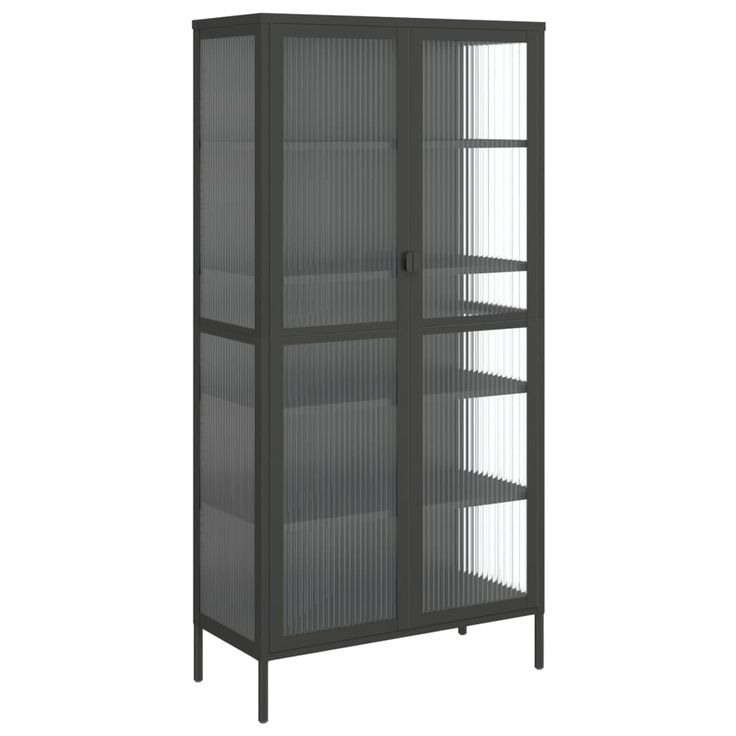 Kaappi musta 85x40x180 cm lasi ja teräs (53004)