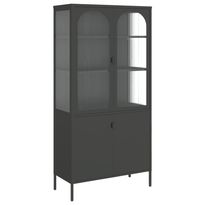 Kaappi musta 90x40x180 cm lasi ja teräs (53000)