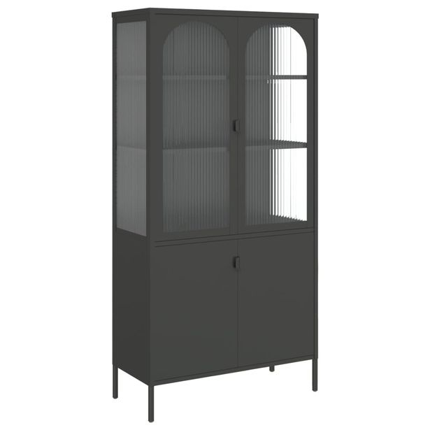 Kaappi musta 90x40x180 cm lasi ja teräs (53000)