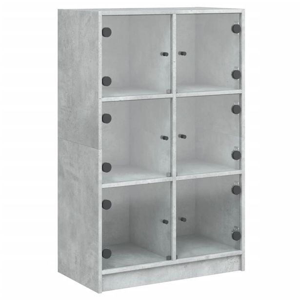 Kaappi ovilla betoninharmaa 68x37x109 cm tekninen puu (95853)
