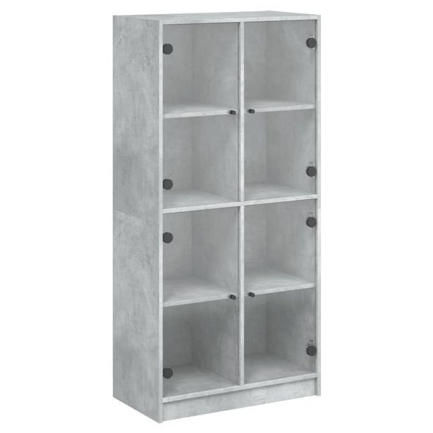 Kaappi ovilla betoninharmaa 68x37x142 cm tekninen puu (95860)