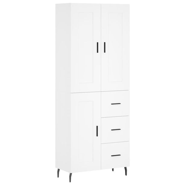 Kaappi valkoinen 69,5x34x180 cm tekninen puu (00017)