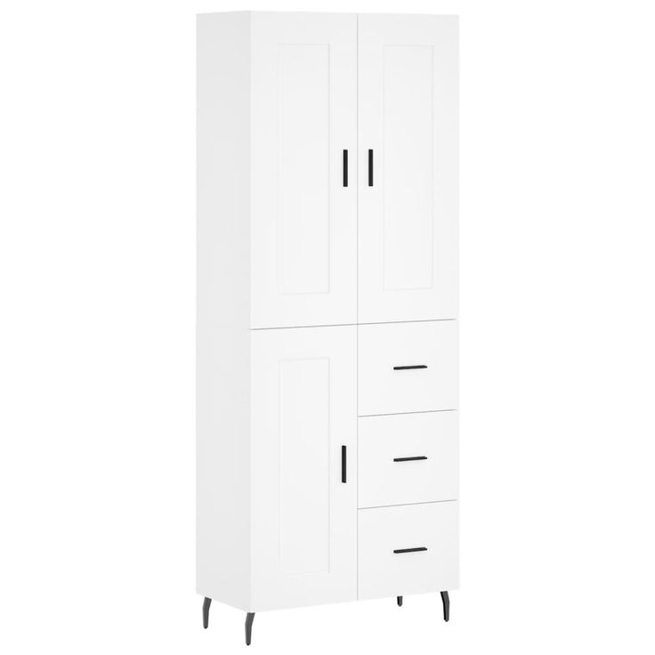 Kaappi valkoinen 69,5x34x180 cm tekninen puu (00017)