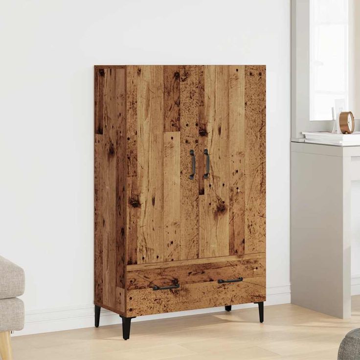 Kaappi vanhaa puuta 70x31x115 cm tekninen puu (56924)
