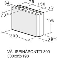 Väliseinäpontti Weber Kahi 300, 300x85x198mm, 1kpl