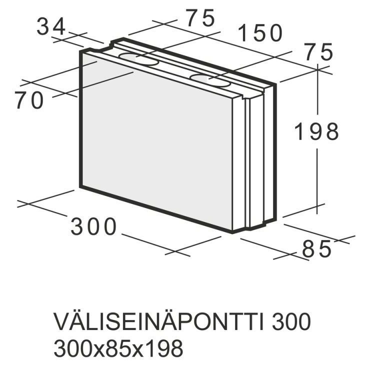 Väliseinäpontti Weber Kahi 300, 300x85x198mm, 1kpl