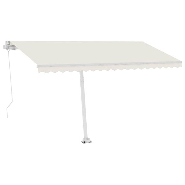 Käsin sisäänkelattava markiisi LEDillä 400x300 cm kerma (69542)