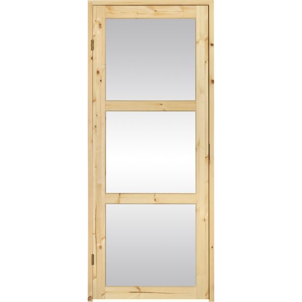 Saunan ovi SLB, 7-8x19, kirkas lasi, puuvalmis