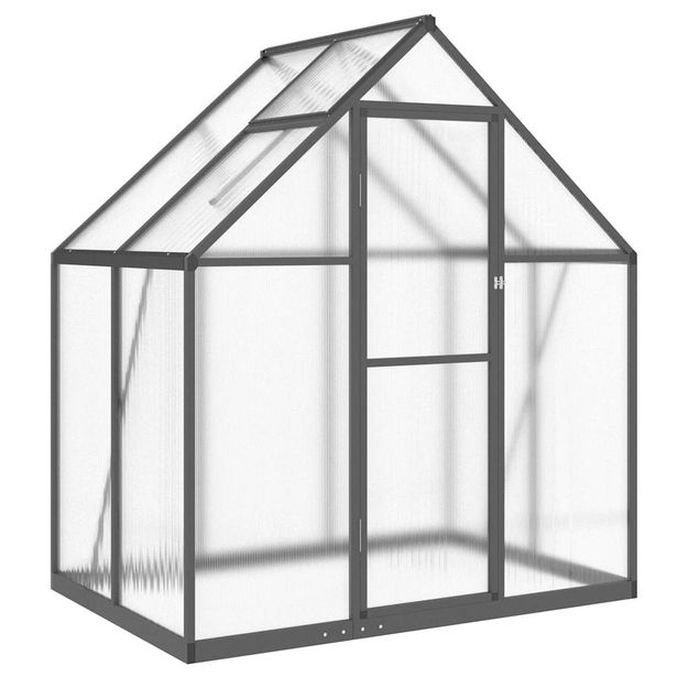 Kasvihuone pohjarungolla antrasiitti 169x114x195 cm alumiini (05824)
