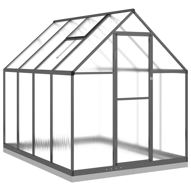 Kasvihuone pohjarungolla antrasiitti 224x169x202 cm alumiini (66325)