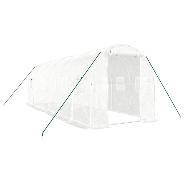 Kasvihuone teräsrungolla valkoinen 12 m² 6x2x2 m (88029)