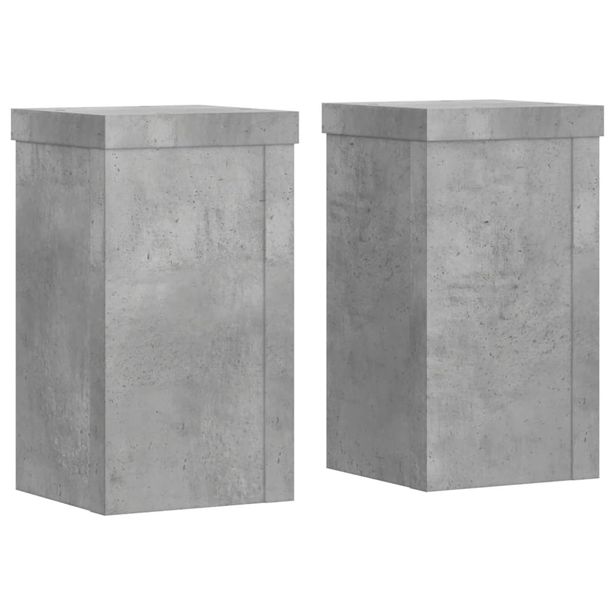 Kasvitelineet 2 kpl betoninharmaa 10x10x18 cm tekninen puu (52882)