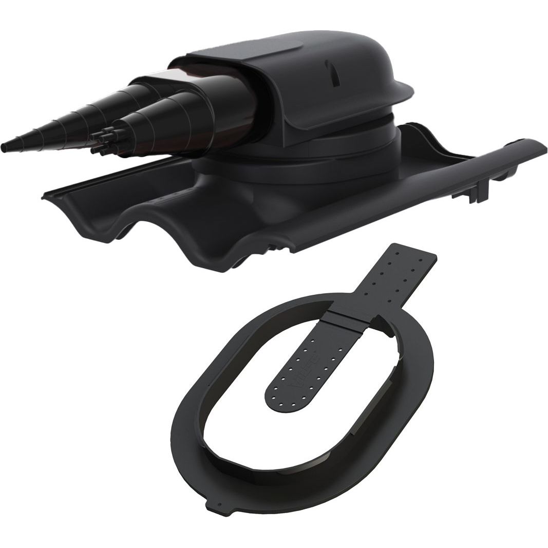 Tiilikaton läpivienti Vilpe Solar Tiili Click, musta