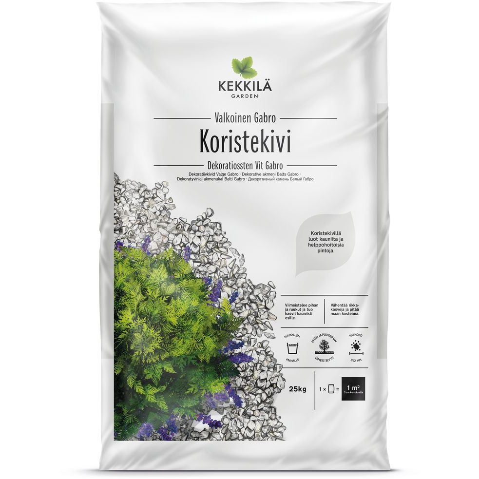Koristekivi Kekkilä Valkoinen Gabro 5-12 mm 42 säkkiä x 25 kg/lava, 1050 kg