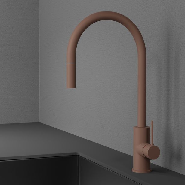 Keittiöhana by Scandtap Accent Rust APK-liitännällä ulosvedettävä juoksuputki